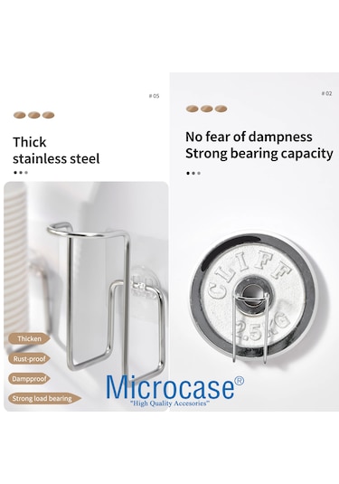 Microcase Yapışkanlı Duvara Yüzeye Monte Kağıt Bardak Askılığı - Al5307 2 Adet Gri