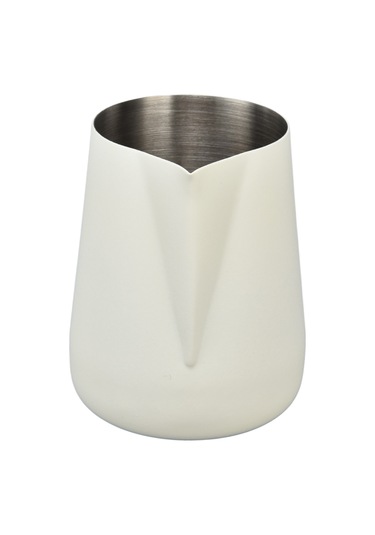 Mufunye 304 Çelik Kahve Süt Köpük Kupa, Uçlu Açık, 450ml, Kalın Cisim, Profesyonel Desenler İçin, Beyaz