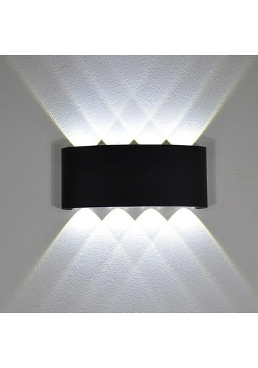 Vkemall 8w Metal Led Duvar Lambası - Ip65 Su Geçirmez, 6500k Beyaz Işık, İç/ Dış Mekan Uyumlu, Kolay Kurulum Siyah