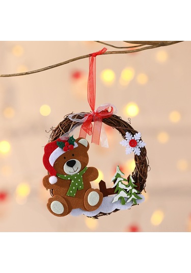 Xindoker Noel Dekorasyonları Ayaklı Planda, Panda Modeli Rattan Ve Kumaş Teneke, 15 Cm Çaplı Pencere Süs Eşyası