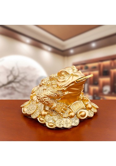 Suntek Para Kurbağa Heykeli Feng Shui Dekor Masaüstü Süsleme İsteğe Bağlı