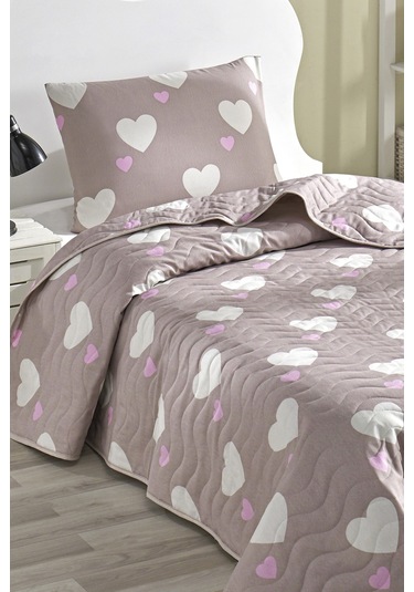 Eponj Home Kapitone Yatak Örtüsü Seti Tek Kişilik Herz Gülkurusu