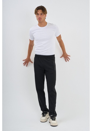 Shooter Sportswear Erkek Antrasit Eşofman Altı Fermuarlı Üç Cep Rahat Kalıp Klasik Paça Siyah