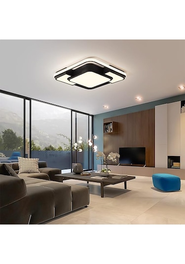 Işık Karesi Tavan Lambası,modern Led Aydınlatma Siyah