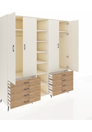 Kronos Dolap 10 Raflı 8 Çekmeceli 2 Askılı 220x59x243 Aytaşı-aytaşı/çam Aytası/atlas Çam