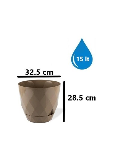 Omnipazar Krs-456 Yakamoz Tabaklı Plastik Saksı Takımı 15 Litre No 6 Kahverengi