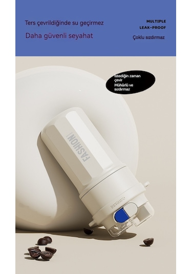 Ikkb Yeni Öğrenci Basit Yüksek Görünümlü 304 Paslanmaz Çelik Isı Yalıtımı Büyük Kapasiteli Su Bardağı Mavi