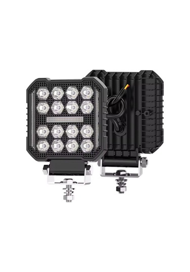 16 Ledli Piksel Model Off Road Sis Farı Beyaz-turuncu 2 Mod Çakarlı Çalışma Lambası 12-24 Volt