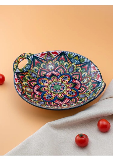 Nouvelle Sunum Ve Servis İçin Kulplu Tabak "arabesque", 400 Ml 167796044 Mavi