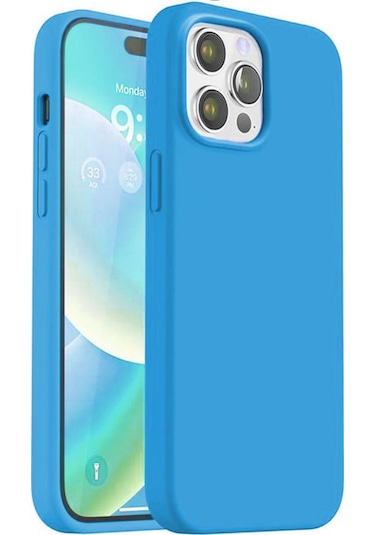 Apple Uyumlu iPhone 15 Pro Lansman Arka Kapak Silikon Kılıf Açik Mavi