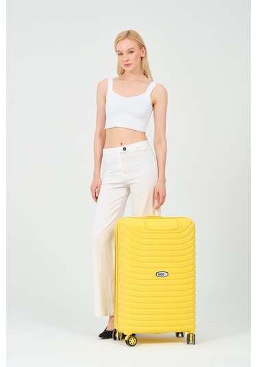 Keo-plus Sarı Orta Boy Silikon Kırılmaz Pp Valiz Siyah