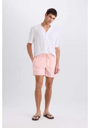 Defacto File Astarlı Kısa Boy Hızlı Kuruyan Deniz Şortu E0944ax25hspn155 Pembe