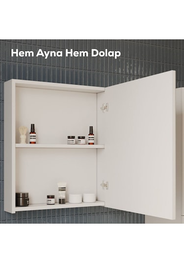 Creavit D20 60 Cm Melamin Aynalı Dolap Antrasit