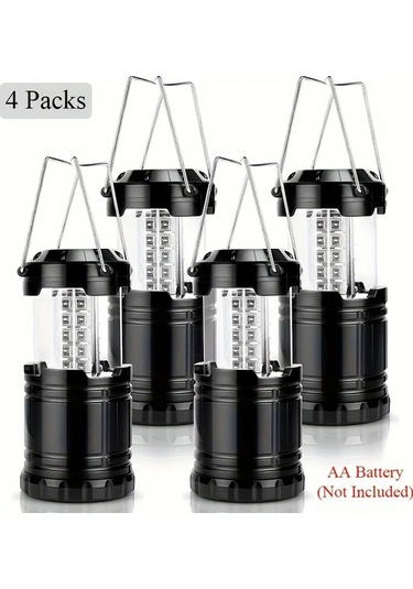 Xuweiwei 4 Adet Paket 30 Led Kamp Lambası Süper Parlak Taşınabilir Katlanabilir Acil Durum El Feneri Pille Çalışır Altın