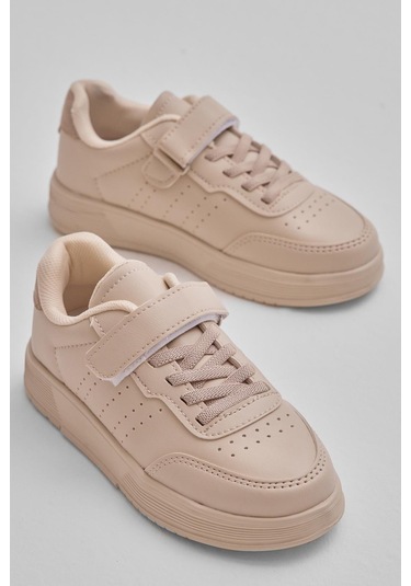 Faylon Hafif Taban Bağcıklı Çocuk Unisex Bej Günlük Spor Ayakkabı Tbprf010 Bej