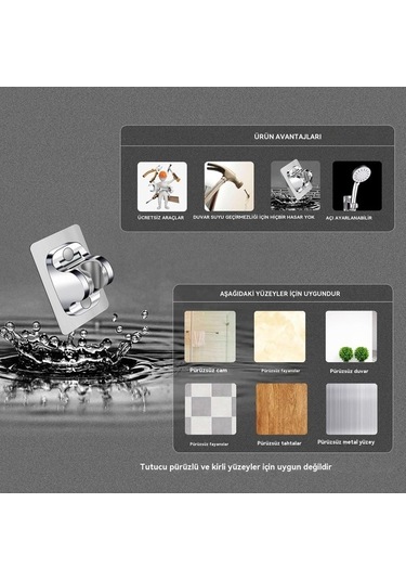 Ulzyvf Yapışkanlı Tutucu - Monte Gerektirmeyen, Delme Gerektirmeyen Duş Askısı, Ayarlanabilir Duvara Yapışkanlı Braket, Pc Ve Diğer Ürünler İçin Diğer