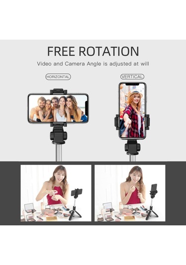 Reedark 3 Lü 1 Arada 6 Segmanlı Selfie Çubuğu Tripod Ve Gimbal Stabilizatör 27.5 İnç Android İos Uyumlu