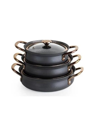 Oms Bakraç 6 Parça Granit Sahan Seti Siyah 152.3724