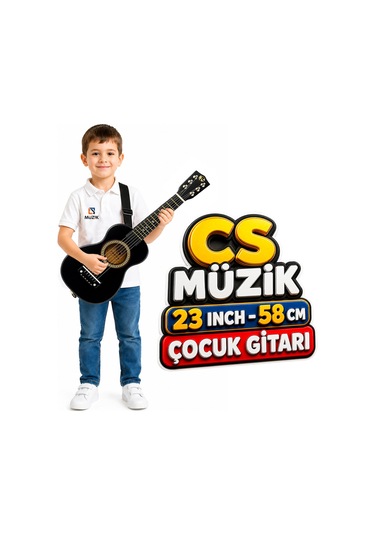 Fourtune Loki T-80BK 6 Telli Siyah Çocuk Gitarı Gerçek Ağaç