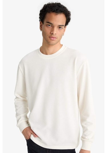 Defacto Regular Fit Bisiklet Yaka Uzun Kollu Body F2263ax25auer140 Ekru