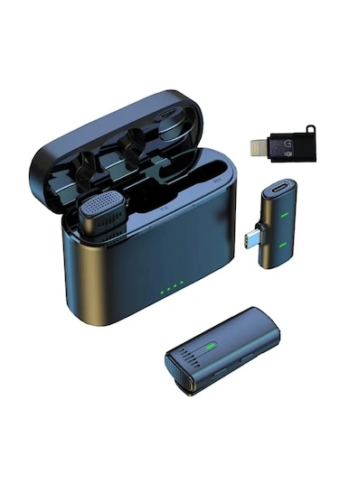 K10 Iphone Ve Type-c Uyumlu Kablosuz Yaka Mikrofonu Göstergeli