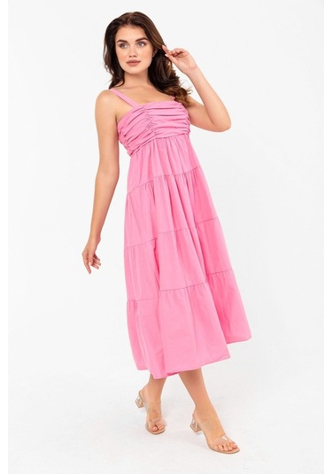 Askılı Pamuklu Poplin Yazlık Midi Elbise 2106