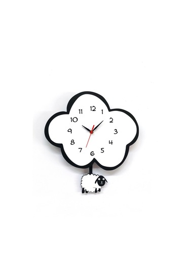 Cajuart Dekoratif Sevimli Koyun Çocuk Odası Sarkaçlı Duvar Saati