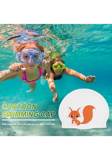 Hy08 Sevimli Karikatür Baskılı Silikon Yüzme Bonesi, Özellik: Siyah Kuğu Beyaz