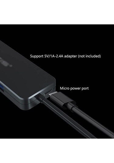 Flash Drive, Mobil Hdd Veya Diğer Usb Cihazı Siyah İçin Mikro Güç Bağlantı Noktası Ve Led Göstergesi Olan Usb Hub Usb Dock 4-port Usb 3.0 Hub