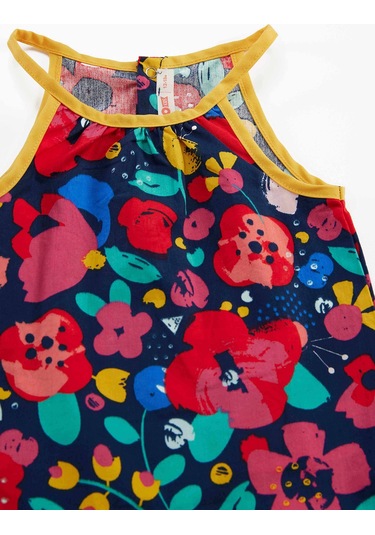 Denokids Çiçekli Kız Bebek Poplin Elbise