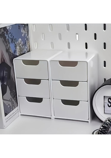 Willowhaven 3 Çekmeceli Organizatör - Dayanıklı Plastik, Ev Ofis Komodin Makyaj Depolama Beyaz Tepsili beyaz