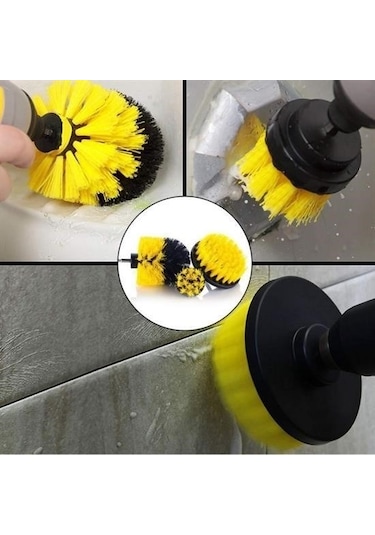 Zmc Bilişim 3lü Matkap Ucu Banyo Küvet Duşakabin Araba Tekerliği Koltuk Yıkama Temizleme Fırçası Seti