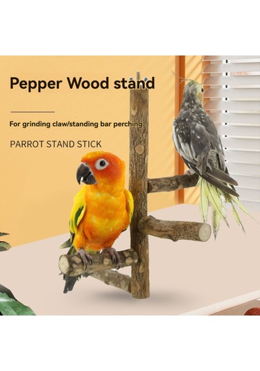 Gajeena Kuş Kafesi Aksesuarı: Doğal Biber Ağacı Kuş Konaklama Çubuğu, Tırnak Ve Diş Taşlama Oyuncaklı Kuş Perçesi
