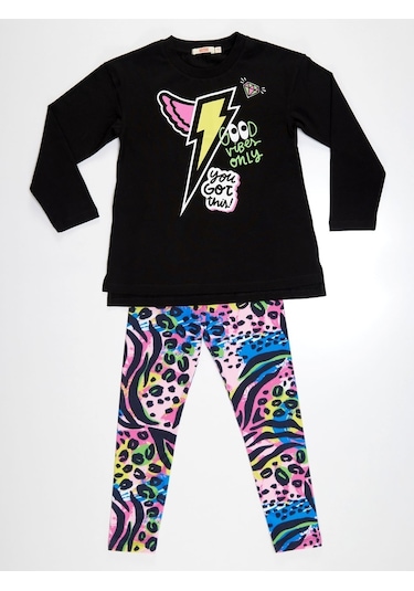 Denokids Mushi Kanatlı Şimşek Kız Tunik Tayt Takım Çok Renkli