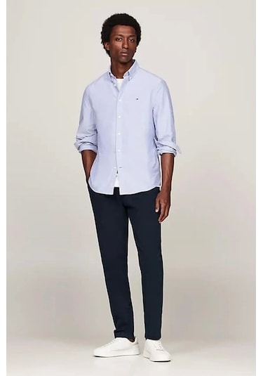 Tommy Hilfiger Erkek Mavi Solid Heritage Oxford Gömlek Mavi