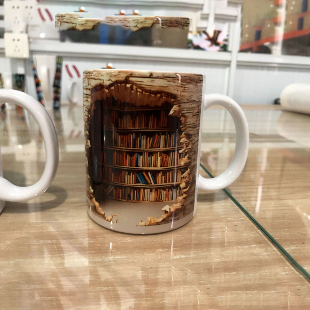 Yaratıcı Kitaplık Kupası, Dayanıklı Seramik Kupa, Isıya Dayanıklı Ve Çok Yönlü Seramik Kahve Kupası, 3d İlham Veren Baskı, Kitap Severler Ve Çocuklar İçin Mükemmel