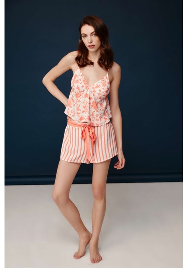 Bonnie&Clyde - Kadın Somon Viskon Şort Takımı  30005 Somon