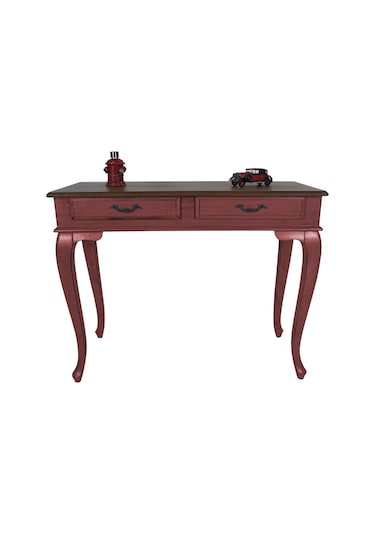 Masifart Ceviz Eskitme Tablalı Dresuar Kırmızı 120 Cm Eskitme  Pat Kırmızı