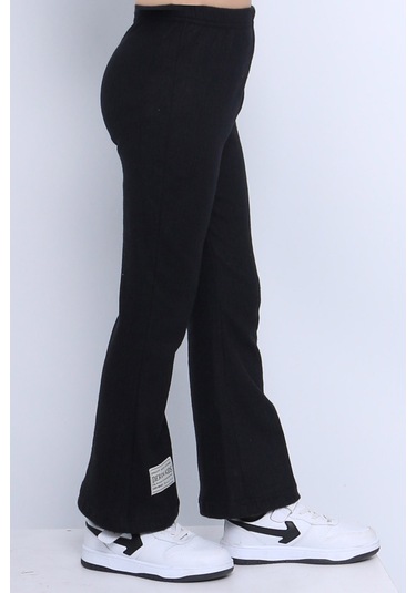 Kız Çocuk Triko Tayt İspanyol Paça D2 Siyah