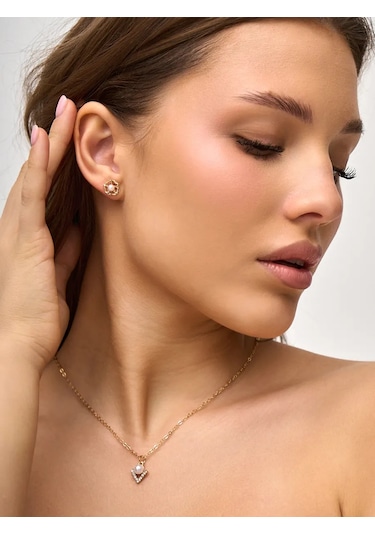 Reva Takı Seti: Küpe Ve Pandantifli Kolye 295845315 Altın