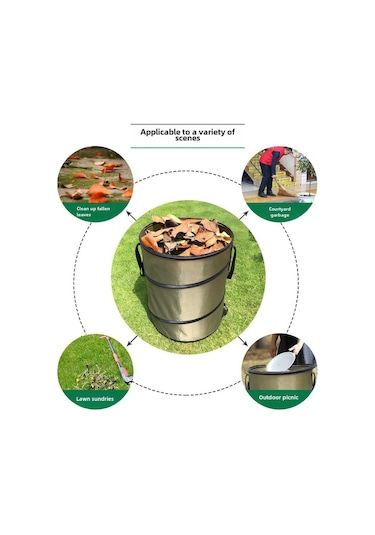 Wezone Toprak, Yaprak Ve Çöp İçin Kollapsibl Oxford Kumaş Bahçe Çöpçüğü - Büyük Kapasite Dış Mekan Çöp Kutusu Toptan Satış