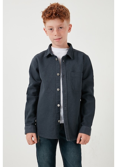 Lela Pamuklu Tek Cepli Düz Yaka Erkek Çocuk Gömlek Cf24W129140G Antrasit