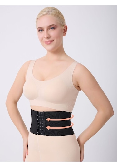 Serone Kısa Model Esnek Yapılı Bel Şekillendirici Spor Korse Siyah Renk Siyah