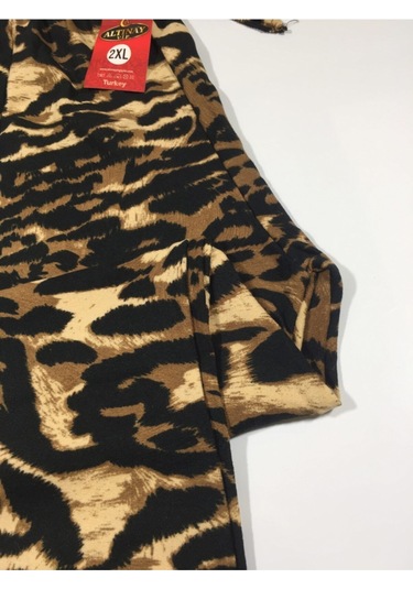 Leopar Desenli Cepli Süet Kışlık Pijama Altı 2021-s10 Kahverengi