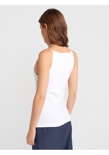 Dilvin 21020 Halter Yaka Top-beyaz Beyaz