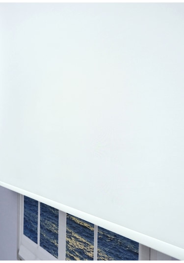 Esdeh Düz Stor Perde - Kalın Mat Stor Güneşlik Kumaş Keten - Alüminyum Kasa Ve Boru - Eteği Dilimsiz/Düz Beyaz