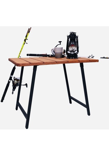 Alin Metal 3''lü Lüks Bardaklı Kamp Sandalyesi Ve Masa Set Siyah Siyah