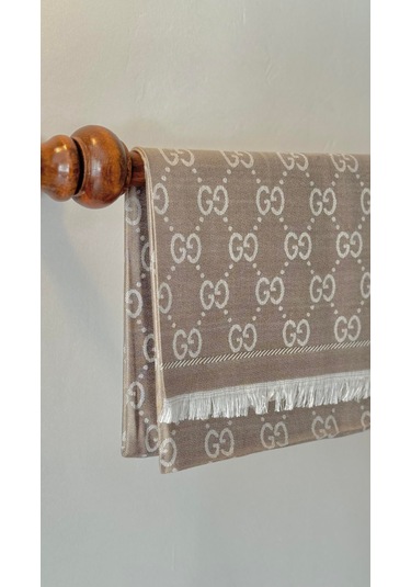 Miorel Scarfs G Desen Çift Taraflı Kaşmir İpek Şal 4 Mevsim Soft Pamuklu Şal Kum Beji