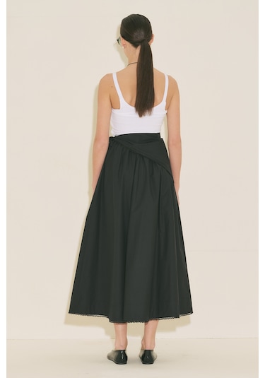 Manuka Önü Düğmeli Poplin Etek Siyah Ss26etk00001-01 Siyah