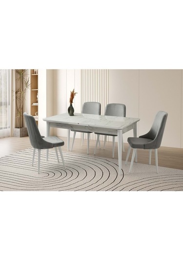 Mobilgen Marmo 160+37 Kelebek Tekno Kenar Hg Açılabilir Masa Mermer Desen